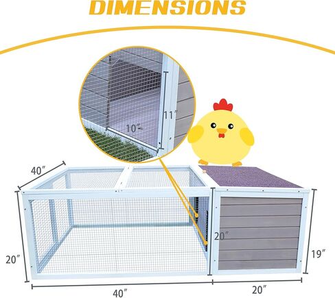 Tortoise House Habitat Wooden, Chicken Coop with Run Rabbit Hutch Small Animal Hutch Enclosure Indoor/Outdoor (Grey, 49“x36"x14“) in Kuwait