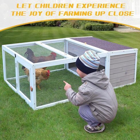 Tortoise House Habitat Wooden, Chicken Coop with Run Rabbit Hutch Small Animal Hutch Enclosure Indoor/Outdoor (Grey, 49“x36"x14“) in Kuwait