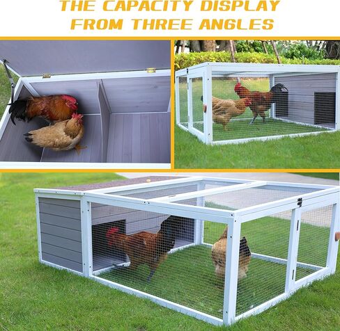 Tortoise House Habitat Wooden, Chicken Coop with Run Rabbit Hutch Small Animal Hutch Enclosure Indoor/Outdoor (Grey, 49“x36"x14“) in Kuwait