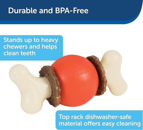 PetSafe Busy Buddy Bouncy Bone - ألعاب تحمل المكافآت للكلاب - معطرة لتعزيز التحفيز الحسي - مكونات تم اختبارها بدقة - للمضغين العدوانيين - تتضمن حلقات المكافآت - أرجواني، كبير in Kuwait