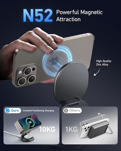 3 in 1 Wireless Charging Station for Magsafe Charger, Fast Magnetic Foldable Charger Stand for iPhone 15 14 13 12 11 Pro Max XR, for Apple Watch 8 7 6 5 4 3 2 SE, for AirPods 2 3 Pro (ZINC ALLOY MADE) in Kuwait