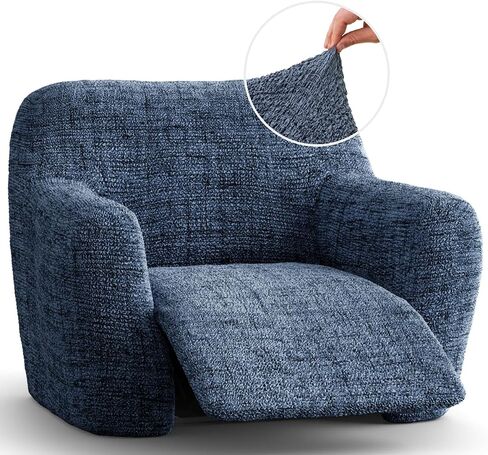 PAULATO BY GA.I.CO. Recliner Slipcover - Recliner Chair Cover - Printed Slipcovers - 1-Piece Form Fit Stretch Furniture Protector - Microfibra Print Collection - Vittoria White-Beige (Recliner Cover) in Kuwait