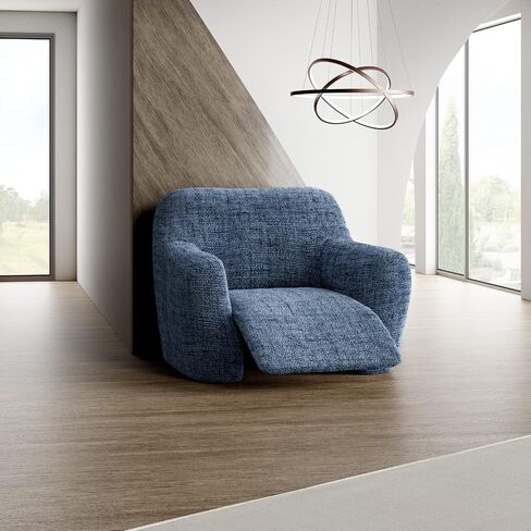 PAULATO BY GA.I.CO. Recliner Slipcover - Recliner Chair Cover - Printed Slipcovers - 1-Piece Form Fit Stretch Furniture Protector - Microfibra Print Collection - Vittoria White-Beige (Recliner Cover) in Kuwait