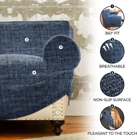 PAULATO BY GA.I.CO. Recliner Slipcover - Recliner Chair Cover - Printed Slipcovers - 1-Piece Form Fit Stretch Furniture Protector - Microfibra Print Collection - Vittoria White-Beige (Recliner Cover) in Kuwait