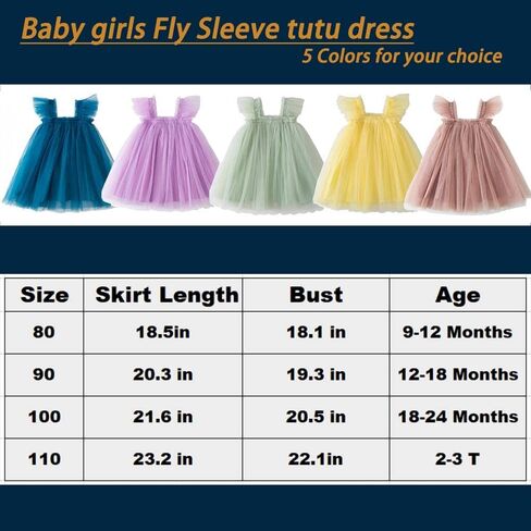 Baby Girls Layered Fly Sleeve Tutu Dress Casual Party Tulle Tunic Dresses 9M-3T in Saudi Arabia
