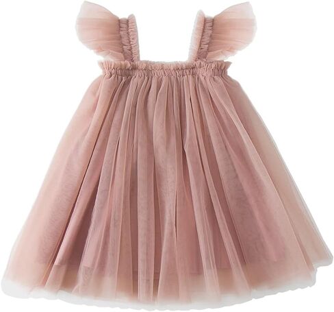 Baby Girls Layered Fly Sleeve Tutu Dress Casual Party Tulle Tunic Dresses 9M-3T in Saudi Arabia