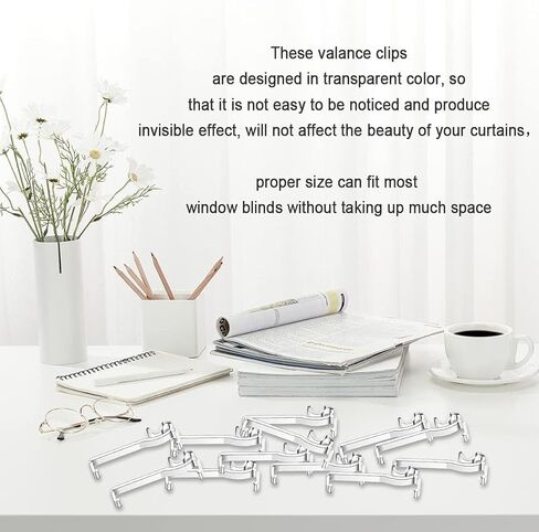 CELDANA 12 Pieces Valance Clips Window Blind, 3.25 Inch Clips Clear Plastic Valance, Retainer Clips Hidden Valance, Clips for Horizontal Blind Valance in Kuwait