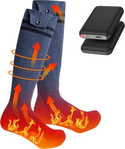 جوارب تسخين كهربائية قابلة لإعادة الشحن، منطقة تسخين كبيرة جدًا 5 فولت 5000 مللي أمبير في الساعة تعمل بالبطارية جوارب حرارية للطقس البارد للرجال والنساء (6-13 دولارًا أمريكيًا)، ركوب الخيل في الهواء الطلق والتخييم والمشي لمسافات طويلة والتزلج على الجليد ج in Kuwait