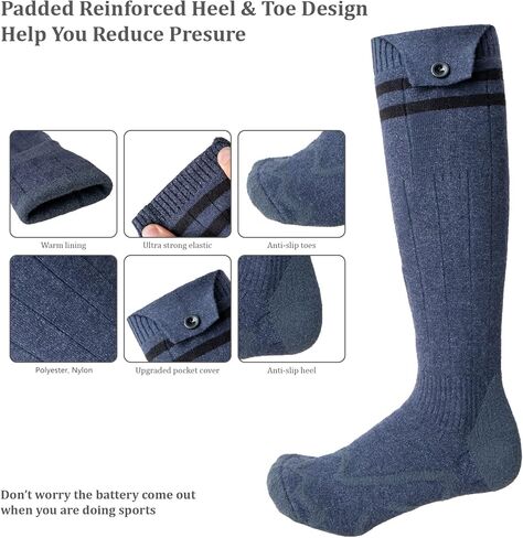 جوارب تسخين كهربائية قابلة لإعادة الشحن، منطقة تسخين كبيرة جدًا 5 فولت 5000 مللي أمبير في الساعة تعمل بالبطارية جوارب حرارية للطقس البارد للرجال والنساء (6-13 دولارًا أمريكيًا)، ركوب الخيل في الهواء الطلق والتخييم والمشي لمسافات طويلة والتزلج على الجليد ج in Kuwait