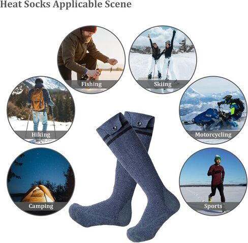 جوارب تسخين كهربائية قابلة لإعادة الشحن، منطقة تسخين كبيرة جدًا 5 فولت 5000 مللي أمبير في الساعة تعمل بالبطارية جوارب حرارية للطقس البارد للرجال والنساء (6-13 دولارًا أمريكيًا)، ركوب الخيل في الهواء الطلق والتخييم والمشي لمسافات طويلة والتزلج على الجليد ج in Kuwait