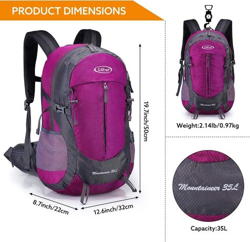 G4Free 35L Hiking Backpack Water Resistant Outdoor Sports Travel Daypack Lightweight with Rain Cover for Women Men in Saudi Arabia