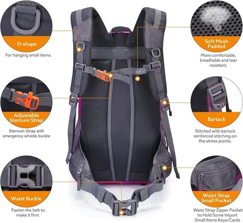 G4Free 35L Hiking Backpack Water Resistant Outdoor Sports Travel Daypack Lightweight with Rain Cover for Women Men in Saudi Arabia