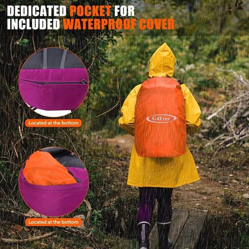 G4Free 35L Hiking Backpack Water Resistant Outdoor Sports Travel Daypack Lightweight with Rain Cover for Women Men in Saudi Arabia
