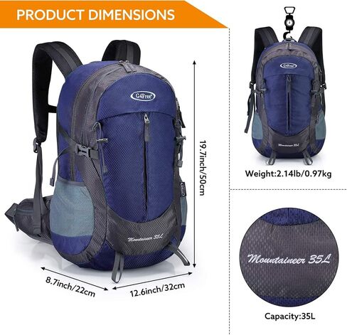G4Free 35L Hiking Backpack Water Resistant Outdoor Sports Travel Daypack Lightweight with Rain Cover for Women Men in Saudi Arabia