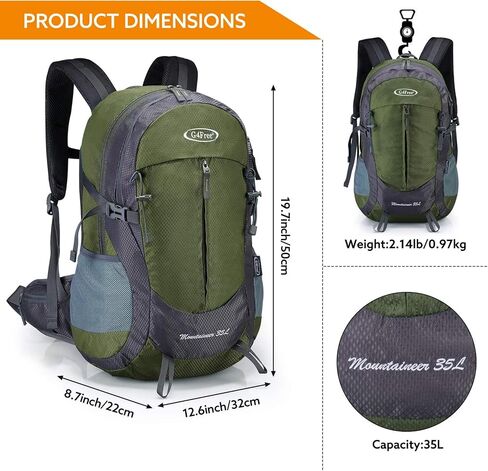 G4Free 35L Hiking Backpack for Women Men, Water Resistant Outdoor Sports in Kuwait