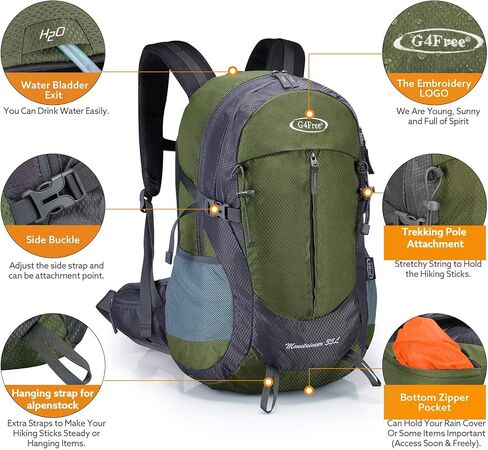 G4Free 35L Hiking Backpack for Women Men, Water Resistant Outdoor Sports in Kuwait