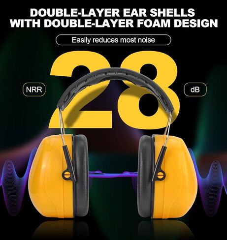 Hocazor HZ012 NRR 28dB Safety Earmuffs, Deeper Ear Space Passive Hearing Protections Durable Ear Proetctors, for Woodworking, Construction, Manufacturing, Shooting - Black in Kuwait