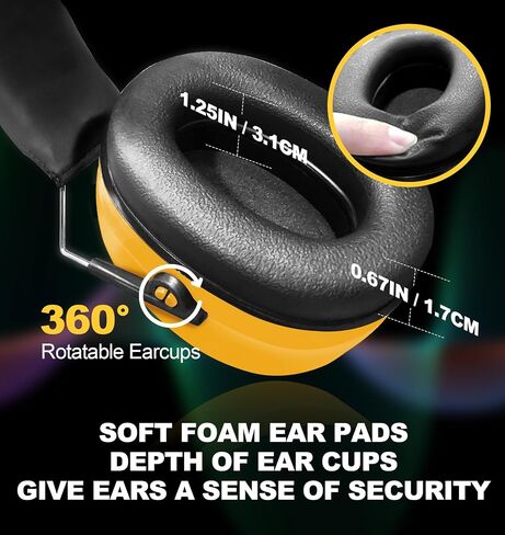 Hocazor HZ012 NRR 28dB Safety Earmuffs, Deeper Ear Space Passive Hearing Protections Durable Ear Proetctors, for Woodworking, Construction, Manufacturing, Shooting - Black in Kuwait