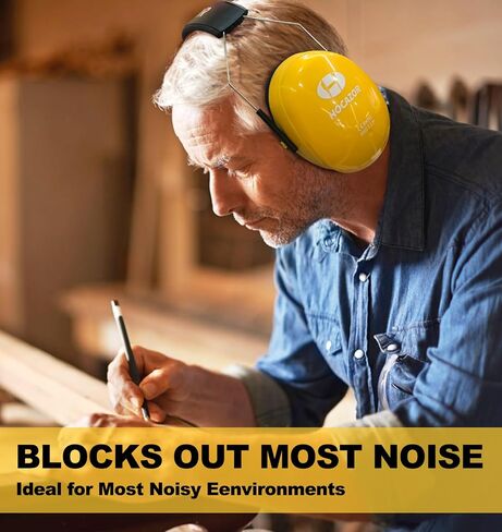 Hocazor HZ012 NRR 28dB Safety Earmuffs, Deeper Ear Space Passive Hearing Protections Durable Ear Proetctors, for Woodworking, Construction, Manufacturing, Shooting - Black in Kuwait
