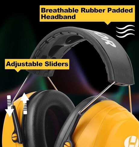 Hocazor HZ012 NRR 28dB Safety Earmuffs, Deeper Ear Space Passive Hearing Protections Durable Ear Proetctors, for Woodworking, Construction, Manufacturing, Shooting - Black in Kuwait