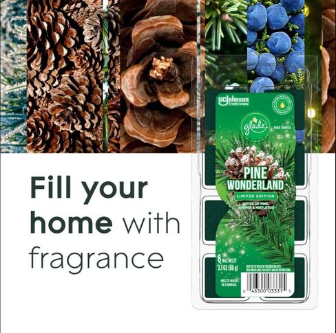 ZompoZ Glade Holiday Wax Melts Pack متنوعة، 32 عددًا من المكعبات إصدار محدود، الصنوبر العجائب وتوابل اليقطين يذوب الشمع المعطر لتدفئة الشمع وعطر عيد الميلاد المنزلي in Kuwait
