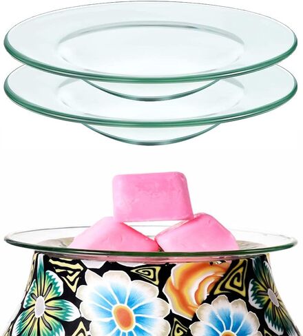 Corleone Replacement Wax Warmer Dish Oil Warmer Dish Round Glass Candle Wamer Bowl Plate Wax Tray for Scented Wax Aroma Therapy Lamp Electric Lamps Tart Warmers Wax Melter Wax Burner (2Pcs) in Saudi Arabia