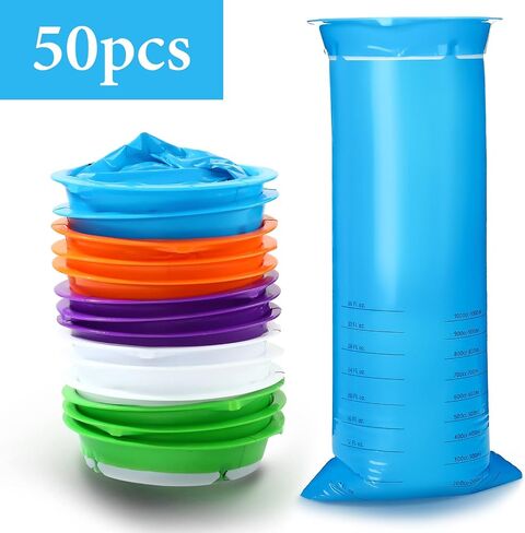 Shappy 50 Packs Emesis Bags Disposable Barf Bags 1000 ml Portable Vomit Bags Convenient Throw Up Bags Leak Resistant Nausea Bags for Travel Motion Sickness Kids Car Airplane Taxi Sickness, 5 Colors in Saudi Arabia