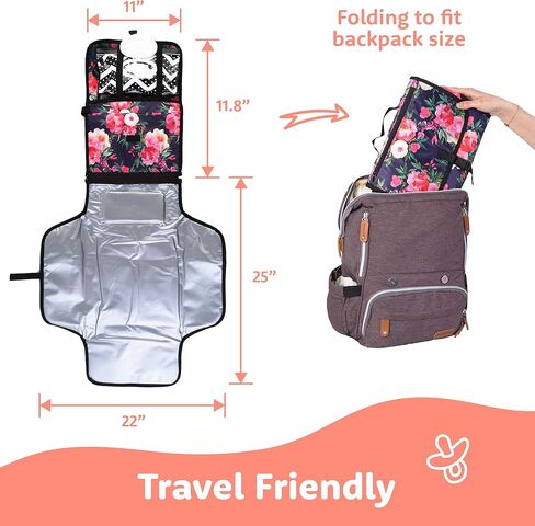 وسادة تغيير الحفاضات المحمولة مع حقيبة للسفر المبللة ووسادة مدمجة - بطانة إسفنجية سميكة مريحة للغاية - سجادة تنظيف مضادة للماء - طويلة جدًا للأطفال الأكبر - هدية استحمام الأمهات والفتيات in Kuwait