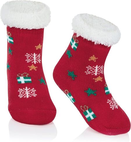 American Trends Baby Slipper Socks جوارب عيد الميلاد للأطفال الصغار جوارب شتوية دافئة من الصوف غير قابلة للانزلاق in Saudi Arabia