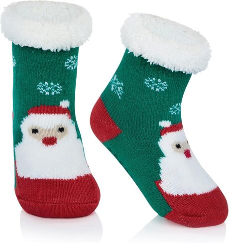 American Trends Baby Slipper Socks جوارب عيد الميلاد للأطفال الصغار جوارب شتوية دافئة من الصوف غير قابلة للانزلاق in Saudi Arabia