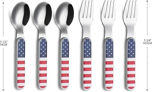 مجموعة أدوات المائدة الفضية للأطفال من أنوفا 6 قطع من الفولاذ المقاوم للصدأ 3 × شوك، 3 × ملاعق عشاء مقبض بلاستيكي، أواني الأطفال الصغار بدون سكاكين، للأطفال والرضع خالية من مادة BPA - نجوم منقطة in Kuwait