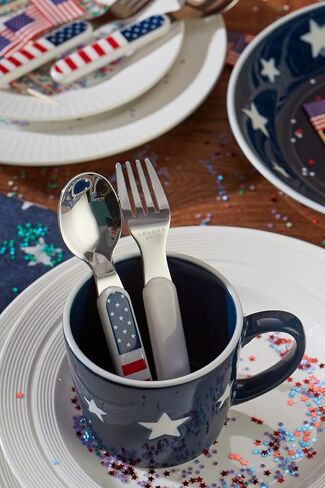 مجموعة أدوات المائدة الفضية للأطفال من أنوفا 6 قطع من الفولاذ المقاوم للصدأ 3 × شوك، 3 × ملاعق عشاء مقبض بلاستيكي، أواني الأطفال الصغار بدون سكاكين، للأطفال والرضع خالية من مادة BPA - نجوم منقطة in Kuwait