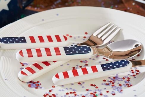 مجموعة أدوات المائدة الفضية للأطفال من أنوفا 6 قطع من الفولاذ المقاوم للصدأ 3 × شوك، 3 × ملاعق عشاء مقبض بلاستيكي، أواني الأطفال الصغار بدون سكاكين، للأطفال والرضع خالية من مادة BPA - نجوم منقطة in Kuwait