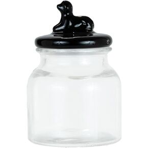 Amici Pet Cosmopawliton Glass Canister Black | Large Dog Treat Container | Airtight Pet Food Storage | Cute Dog Treat Jar for Kitchen Counter | Cookie Jar with Dog Handle 52-Oz in Kuwait