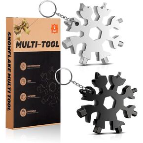 ادوات محمولة مطورة 18 في 1 بتصميم ندفة الثلج، عبوة من قطعتين من ادوات الجيب متعددة الاغراض من الستانلس ستيل، هدايا للرجال والاب، هدايا هدايا الكريسماس للرجال in Kuwait