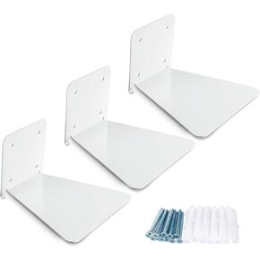 Jetec Floating Bookshelf Iron Floating Shelves Invisible Wall Mounted Bookshelf Multipurpose Wall Ledge Shelves for Home Office Classroom Library (3, White)