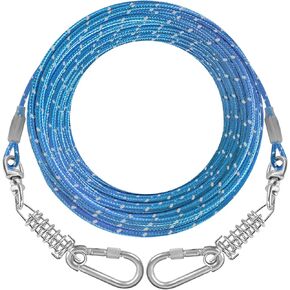 VIVBOO Dog Tie Out Cable 10ft / 15ft / 20ft / 30ft dog leash للتدريب مع خطاف دوار أخضر / أزرق / أرجواني سلاسل الكلاب العاكسة للخارج للكلاب الصغيرة والمتوسطة حتى 100 رطل كلب