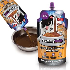 YummyRade – Pet Meal Topper for Dry Dog Food & Cat Food | Healthier Gravy Meal Enhancer & Tasty Low Calorie | Grain Free, Chicken Flavored | Flavor-Boosting Gravy Topper Pets Love! | (250ml x 10) in Saudi Arabia