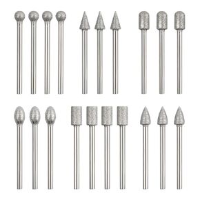 Diamond Grinding Burr Bit Set, 20Pcs Rotary Tool Accessories Stone Carving Set with 1/8 inch Shank for Stone Ceramic Glass Carving, Grinding, Polishing, Engraving, Sanding in Kuwait