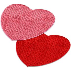 2 Pieces Valentine Heart Rug Bath Mat Valentine's Day Heart Shaped Door Mat Bathroom Heart Mat Heart Area Rug Set for Shower Bedroom Kitchen Shaped Decor, 20 x 24 Inches (Pink, Red, White) in Kuwait