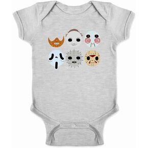 Pop Threads Horror Masks Monster Scary Movie Halloween Spooky Baby Toddler Kids Girl Boy T-Shirt