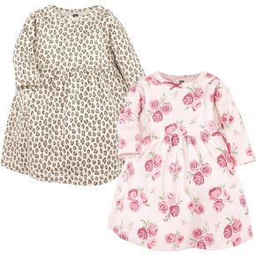 Hudson Baby Infant and Toddler Girl Cotton Dresses, Blush Rose Leopard, 5 Toddler