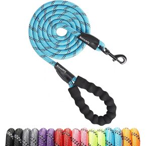 Rttochfy Dog Leash Heavy Duty - 2/4/5/6/8/10 Foot Rope Leash with Comfortable Padded Handle and Reflective - Puppy Training Leash for Small Medium Large Breed Dogs - (1/2" x5 FT, Black)