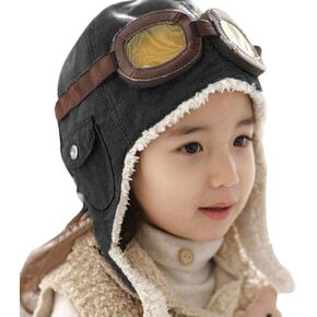 Peicees Vintage Aviator Hat Kids Trapper Hat Fleece Warm Trooper Pilot Cap with Earflaps Winter Hat for Baby Boys Girls in Saudi Arabia