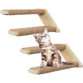 Cat Climbing Shelves Wall Mounted, Cat Shelf Stairway for Wall with Sisal Scratching Ladder Cat Wall Shelves Furniture for Perch Platform Sleeping in Kuwait