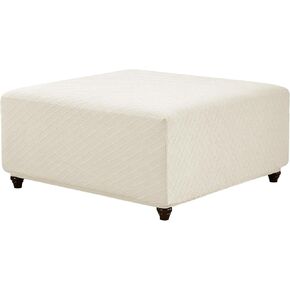 غطاء عثماني من ANWUCHEN غطاء عثماني من قماش الجاكار المحبوك مربع الشكل - أغطية عثمانية مربعة ناعمة غطاء منزلق - غطاء عثماني سميك للتخزين وغطاء مقعد للقدم مع قاعدة مطاطية متوسطة الحجم in Kuwait