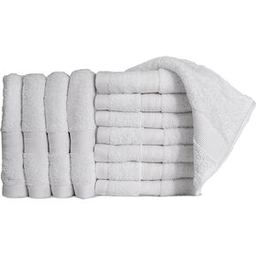 Bennett and Shea 12-Piece Luxury Washcloths, 100% Turkish Cotton Loops, Premium Towels for Bathroom, Highly Absorbent and Quick Dry Bath Towels, Extra Soft Towel Set, Gardenia