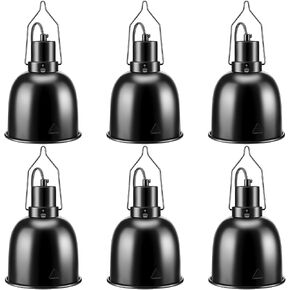 Baquler 6 Pcs Reptile Deep Aluminum Dome Heat Lamp Reptile Basking Heat Lamp Fixture with Hooking Temperature Gauge Black Dome Light for Bearded Dragon Turtles Snake and Lizard Terrarium in Kuwait