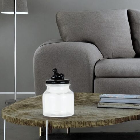 Amici Pet Cosmopawliton Glass Canister Black | Large Dog Treat Container | Airtight Pet Food Storage | Cute Dog Treat Jar for Kitchen Counter | Cookie Jar with Dog Handle 52-Oz in Kuwait