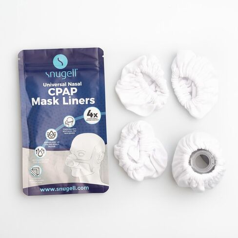 Snugell Universal Nasal CPAP Mask Liners | 4-Pack | White | Ultra Soft Cotton Fabric | Compatible with Most Major Nasal Masks | 6-Month Supply | Reusable & Washable | Helps Maintain Mask Cool and Dry in Saudi Arabia